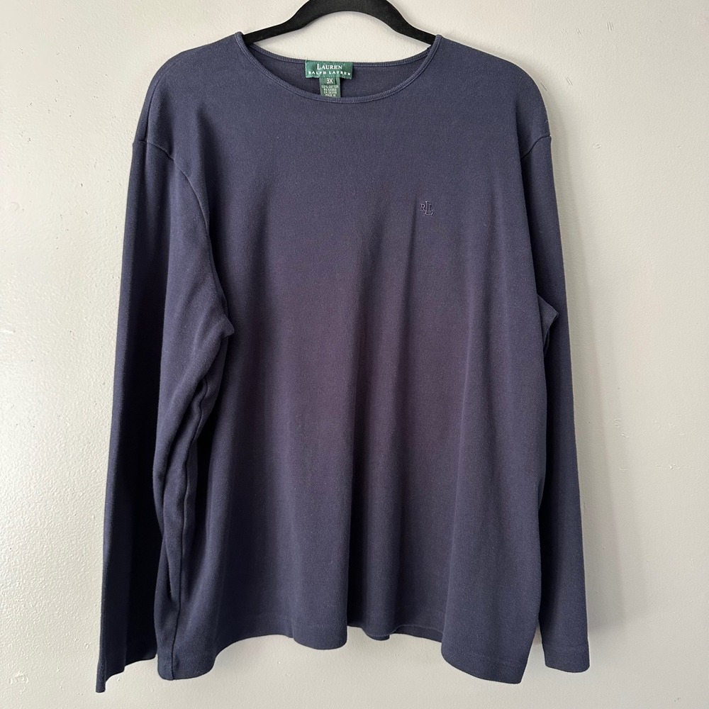 Vintage Lauren‎ Ralph Lauren Basic Long Sleeve Heavy T-Shirt | Navy Blue